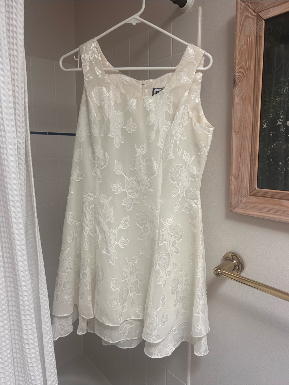 Vintage DJI a line mini dress with ruffle hem and floral appliqué